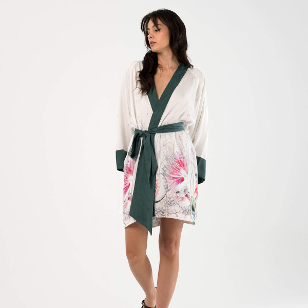 Viridis Midi Kimono Eteği Sulu Balıklı
