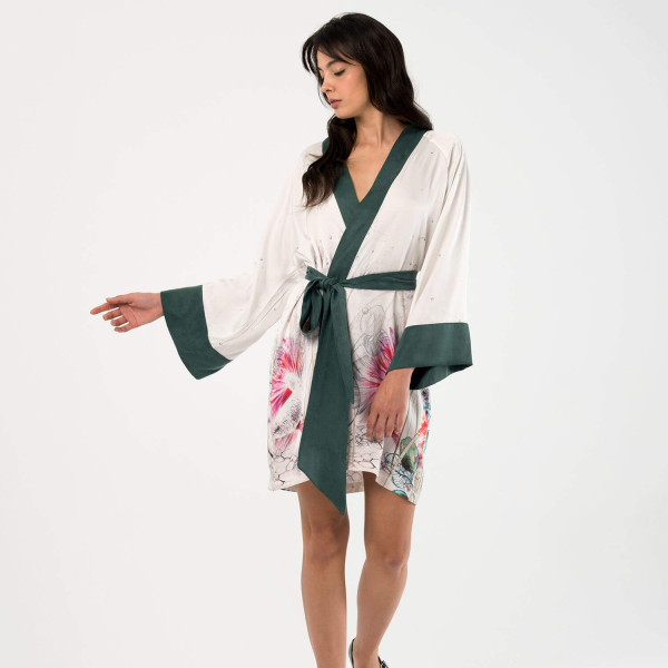 Viridis Midi Kimono Eteği Sulu Balıklı