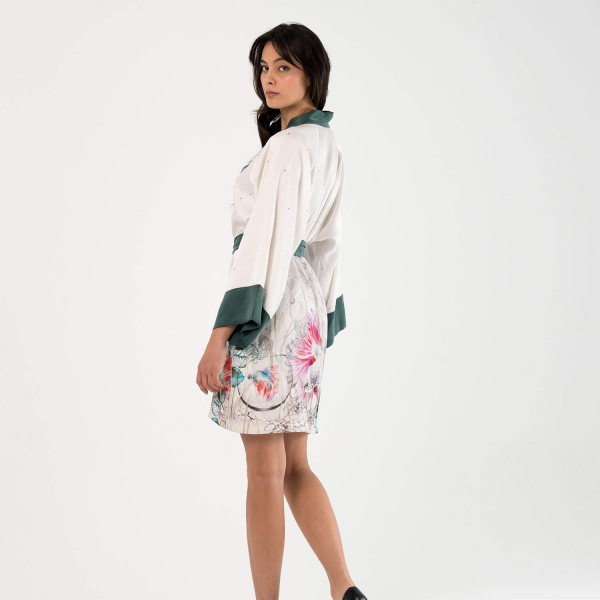 Viridis Midi Kimono Eteği Sulu Balıklı