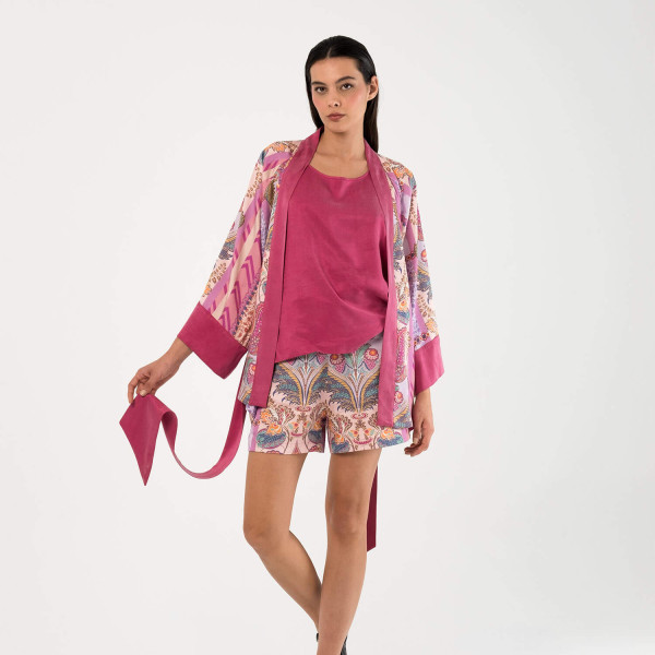 Rosea Şort Pembe Çizgisel Desen L/XL