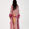 Rosea Uzun Kimono Pembe Çizgisel Desen