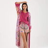 Rosea Uzun Kimono Pembe Çizgisel Desen