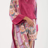 Rosea Uzun Kimono Pembe Çizgisel Desen