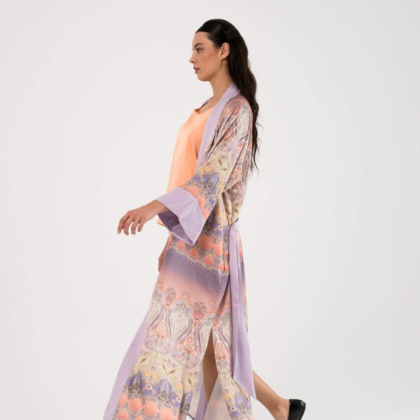 Vas Uzun Kimono Şal Desen