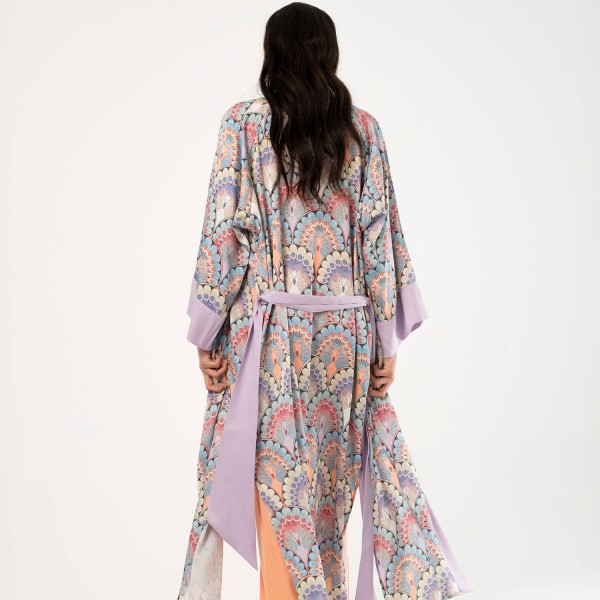 Pavo Uzun Kimono Tavuskuşu Desen
