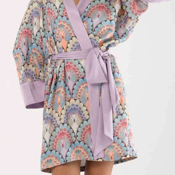 Pavo Midi Kimono Tavuskuşu Desen