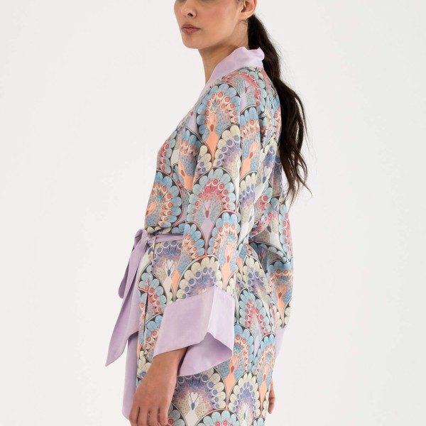 Pavo Midi Kimono Tavuskuşu Desen