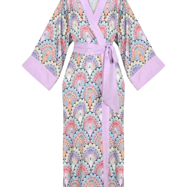 Pavo Uzun Kimono Tavuskuşu Desen