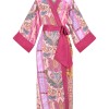 Rosea Uzun Kimono Pembe Çizgisel Desen