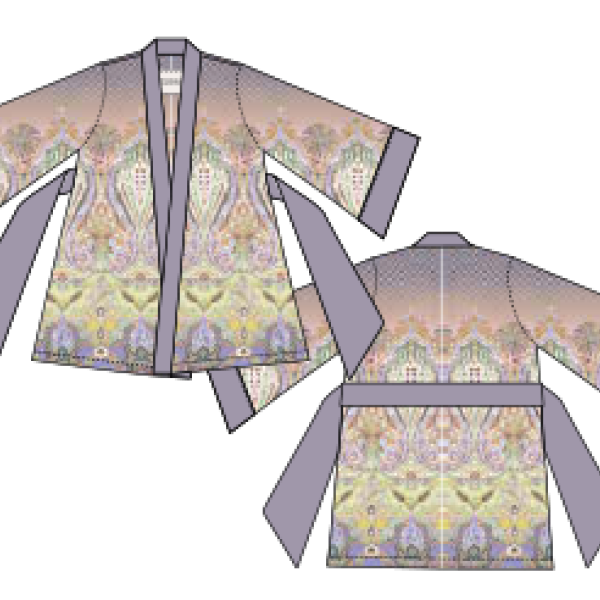 Vas Kısa Kimono Şal Desen