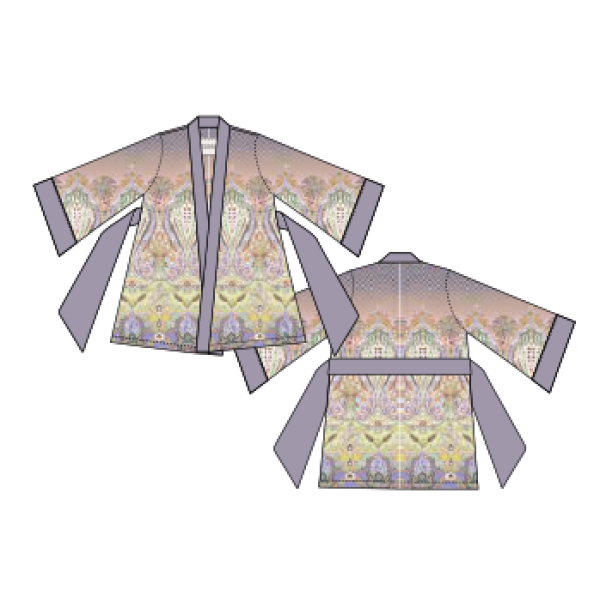 Vas Kısa Kimono Şal Desen